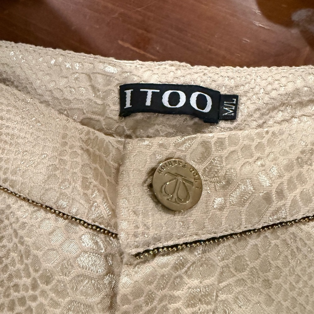 I TOO Gold Textured Pants